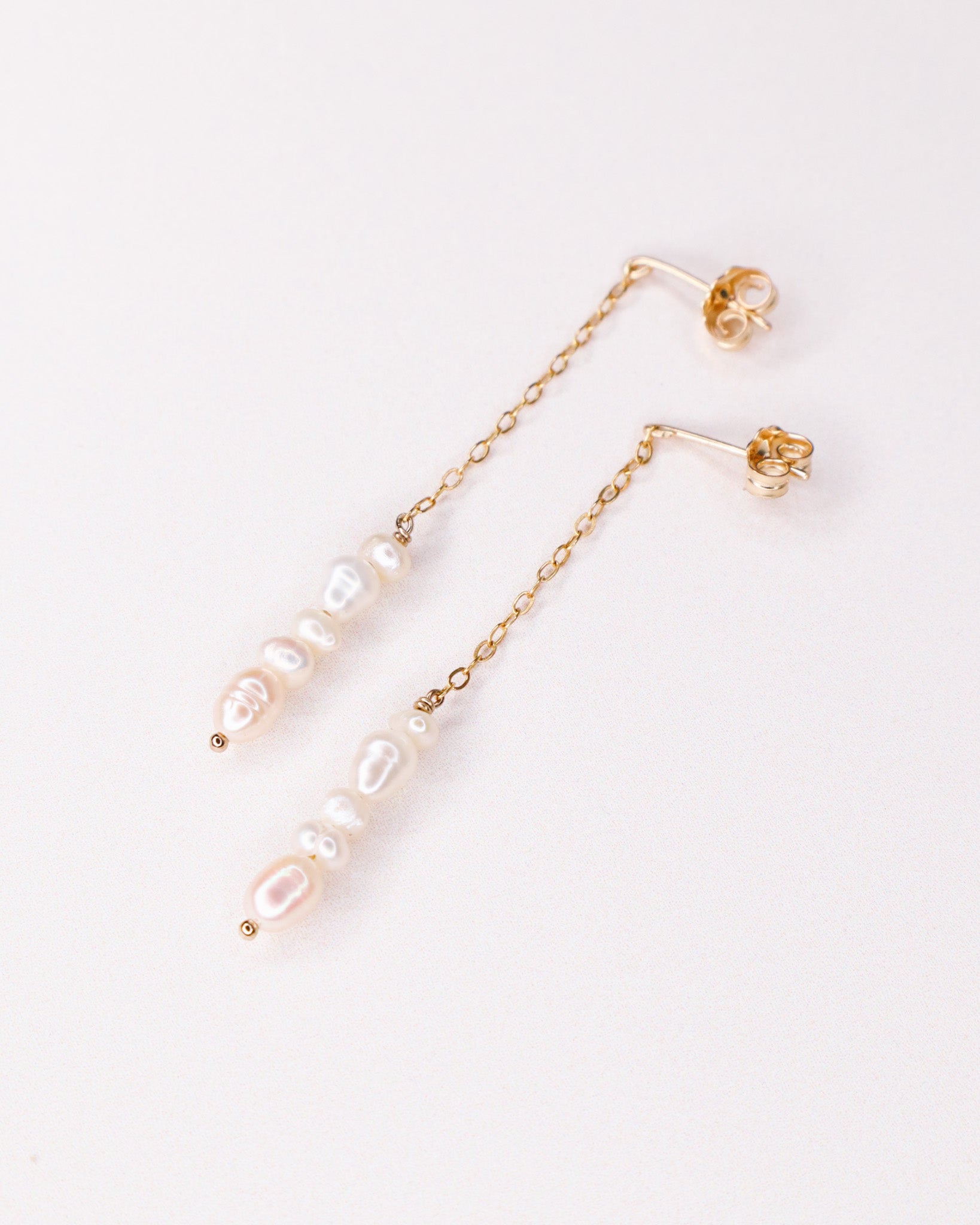 Silva - Boucles d'oreilles chainettes pendantes perles de culture or ou argent 