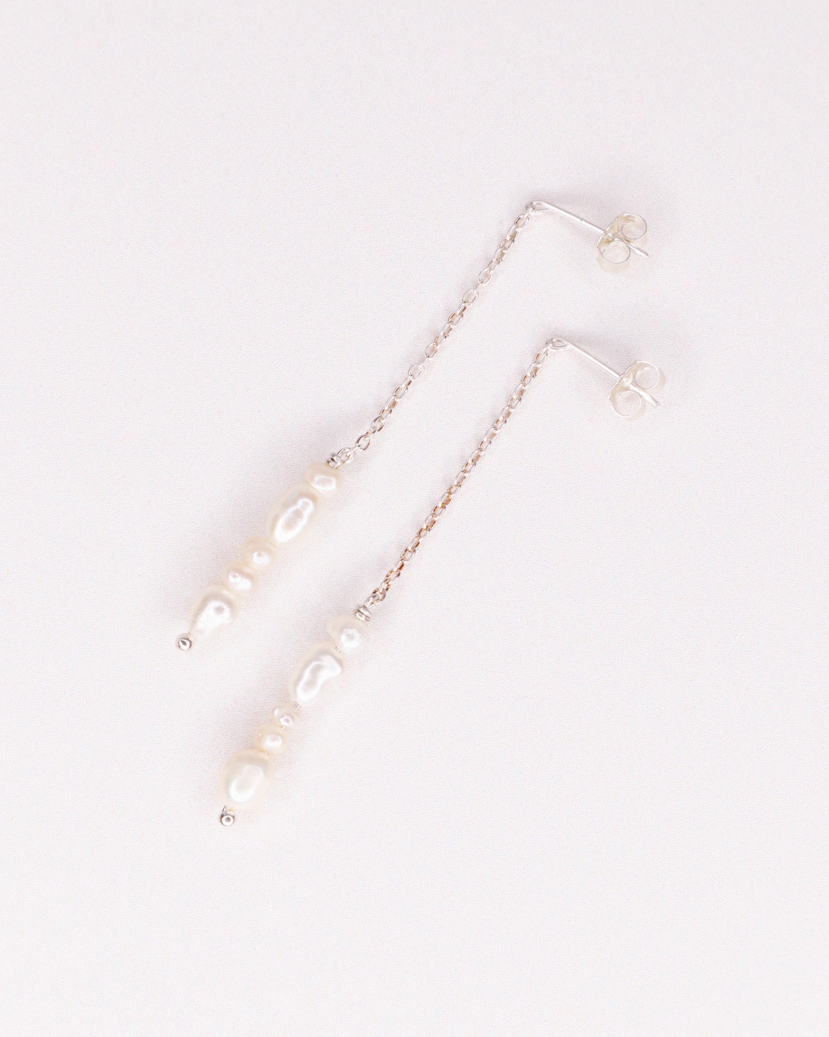 Silva - Boucles d'oreilles chainettes pendantes perles de culture or ou argent 