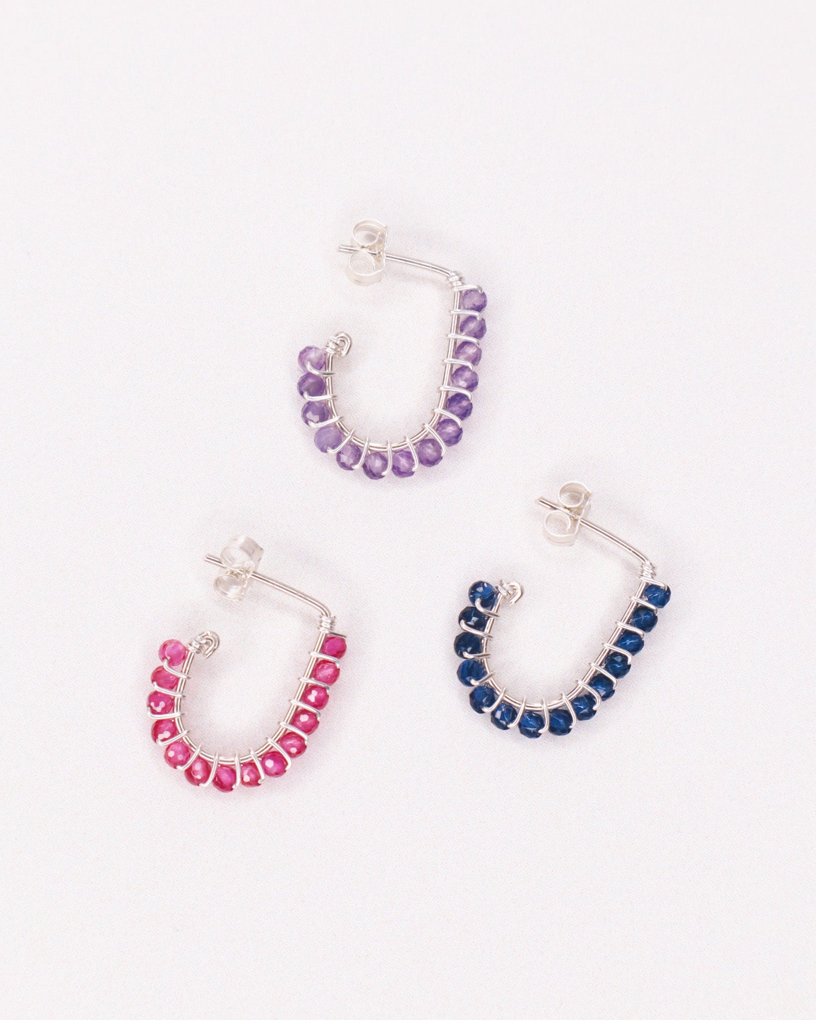 Sinh - Boucles d'oreilles puces personnalisables pierres précieuses de naissance or ou argent 