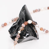 Talamanca - Collier perles ras de cou femme agate botswana perle de culture or argent 