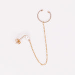 Tambora - faux piercing puces d'oreilles chaine perle de culture or argent 