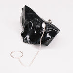 Tambora - faux piercing puces d'oreilles chaine perle de culture or argent 