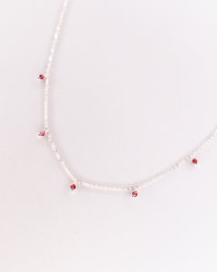 Tresna - Collier court pampilles femme grenat or argent 