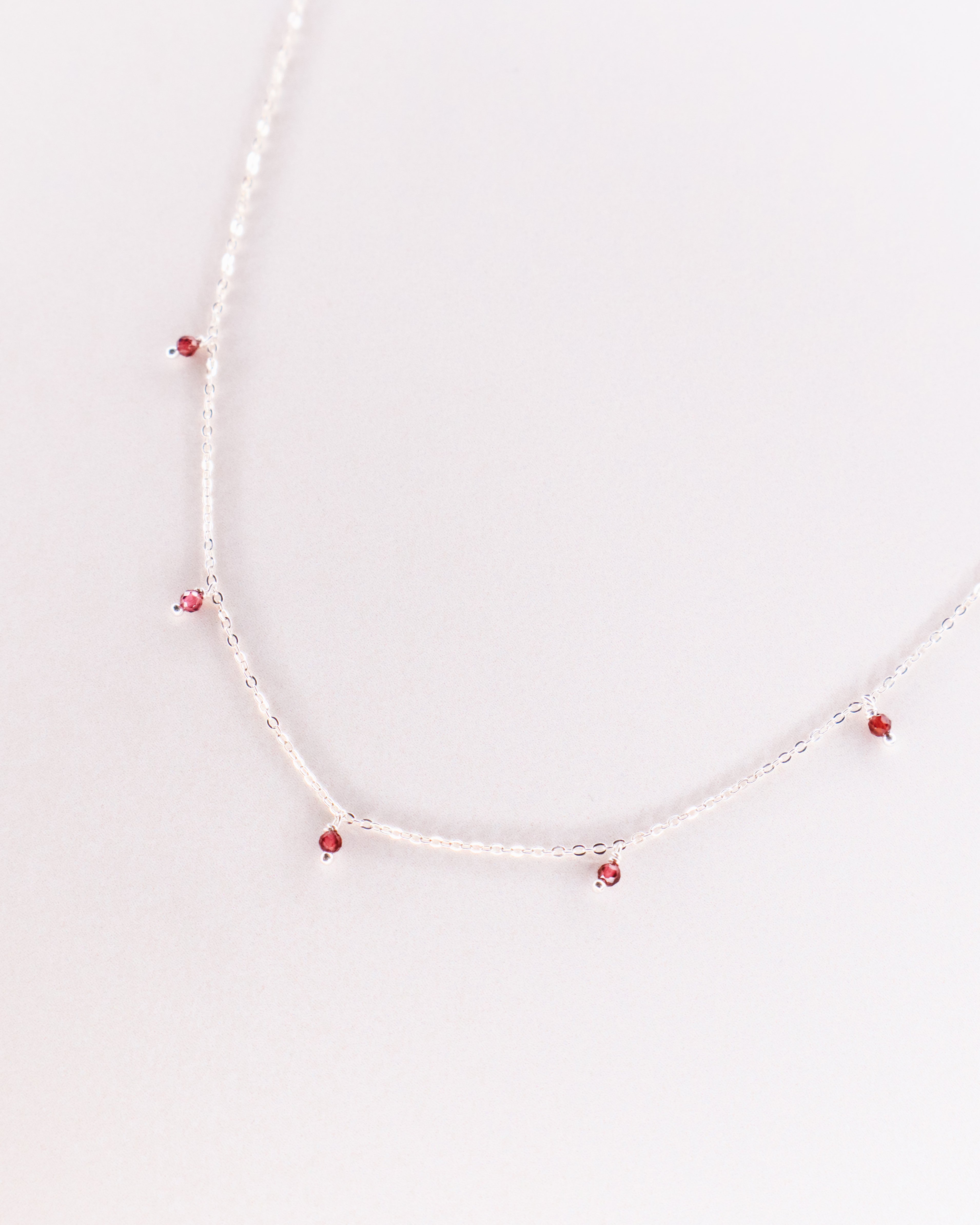 Tresna - Collier court pampilles femme grenat or argent 