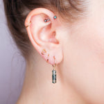 Betula - Boucles d'oreilles creoles pampilles agate mousse verte or ou argent 