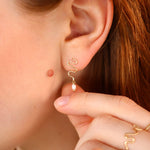 Delphes - Boucles d'oreilles pendantes serpent perle de culture or argent 