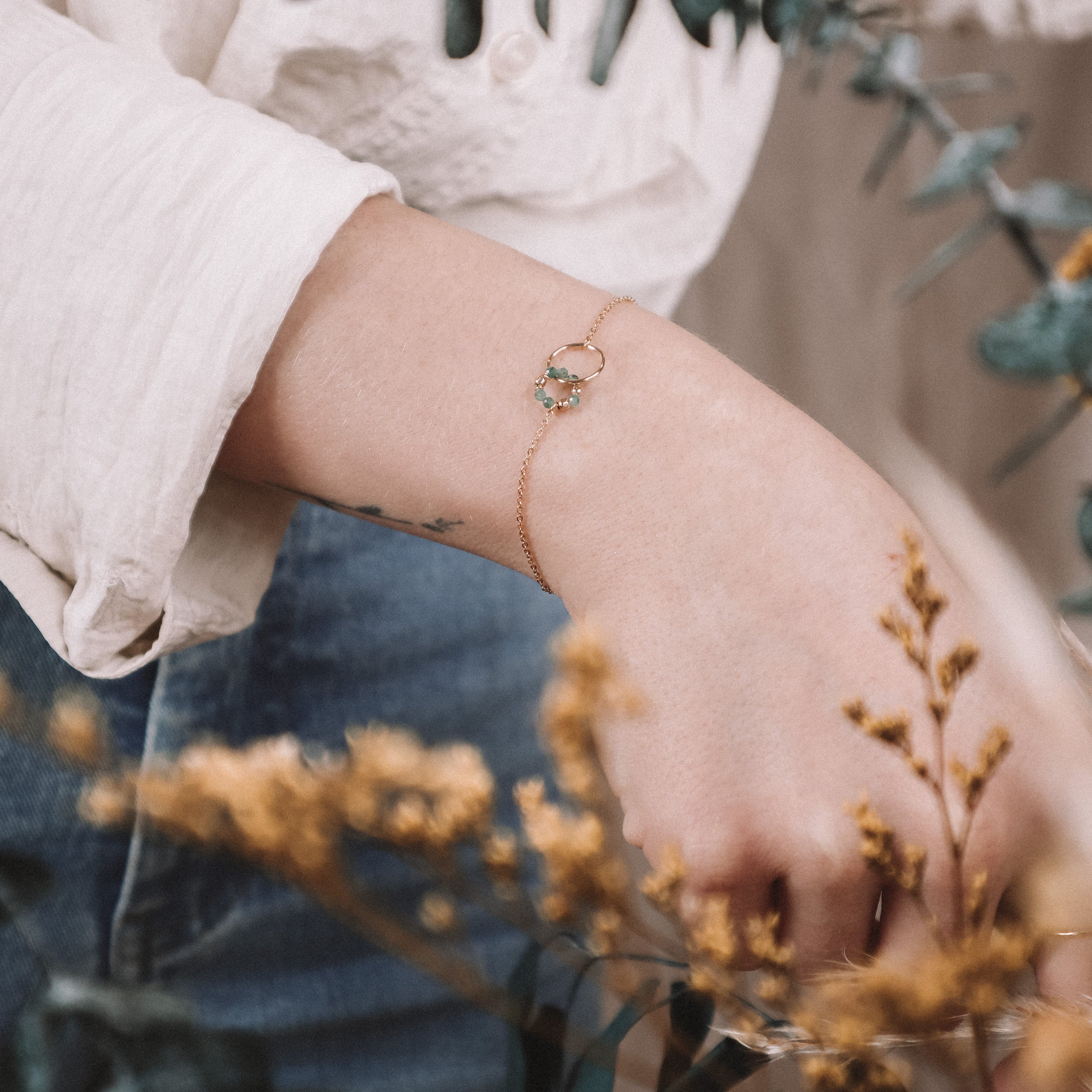 Karoo - Bracelet femme personnalisable pierres precieuses de naissance or ou argent 