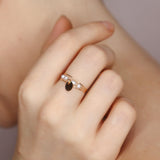 Rosa - Bague multirangs avec sequin mobile perle de culture blanche or ou argent 